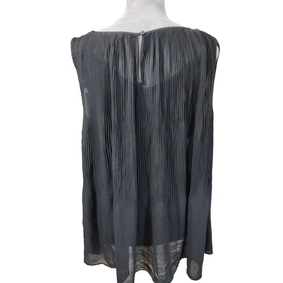 Grace Elements Blouse Womens XL Black Pleated Flowy Corpcore Classicore Feminine - Picture 3 of 8